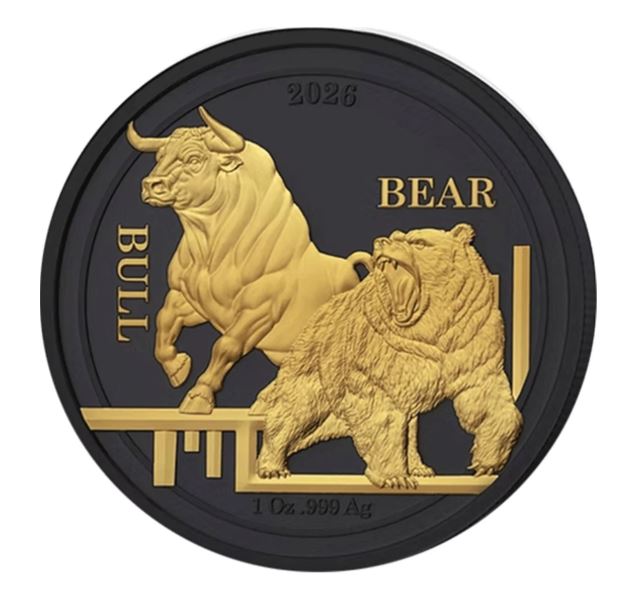 Bull and Bear Golden Enigma 2026 Silbermünze 1 oz