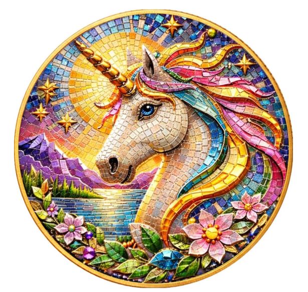 Unicorn Mythic Mosaic 2026 Kupfermünze farbig