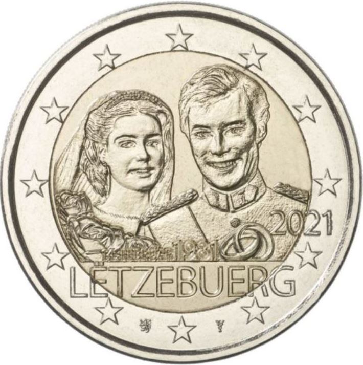 Luxemburg 2 Euro 2021 Hochzeitstag Relief in Kapsel