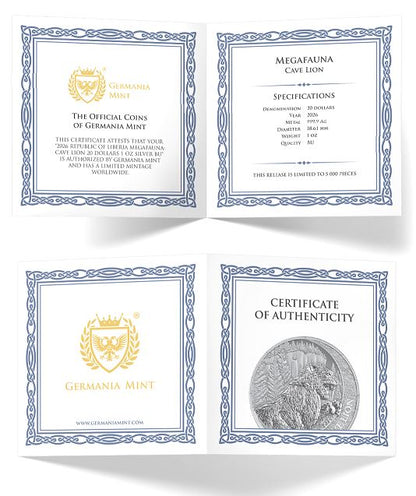 Megafauna Cave Lion 2026 Silbermünze 1 oz Liberia