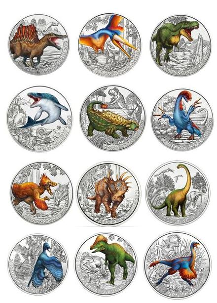 3€ Dinotaler 2019 - 2022 alle Ausgaben im Set