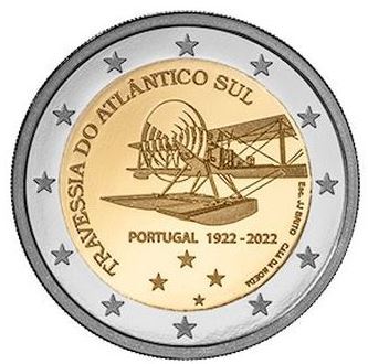 Portugal 2€ 2022 - 1. Flug über Südatlantik