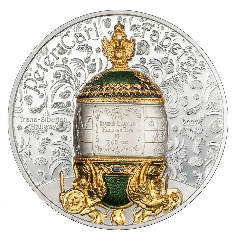 Mongolei Fabergé Trans-Siberian Railway Egg 2027 2 oz Silber 1000 Togrog