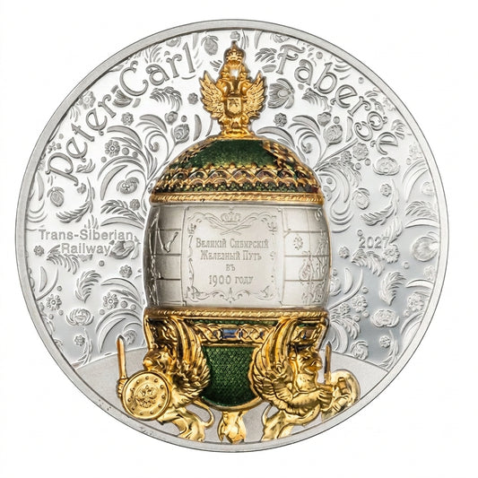 Mongolei Fabergé Trans-Siberian Railway Egg 2027 2 oz Silber 1000 Togrog