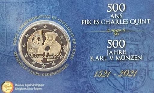 Belgien 2 Euro 2021 Karlsgulden Coincard Frankreich