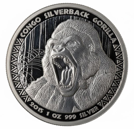 Kongo Silberrücken Gorilla 2015 1 Unze Silbermünze