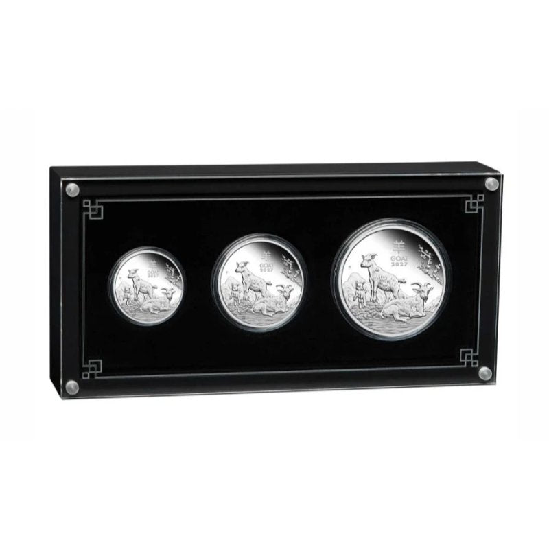 Australien - 3-Münzen-Silber-Proof-Set Lunar III Ziege 2027
