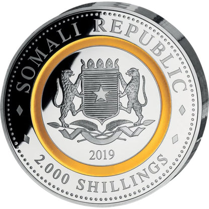 Somalia  - 1kg Silber Elefant 2019 PP Polymer-Ring