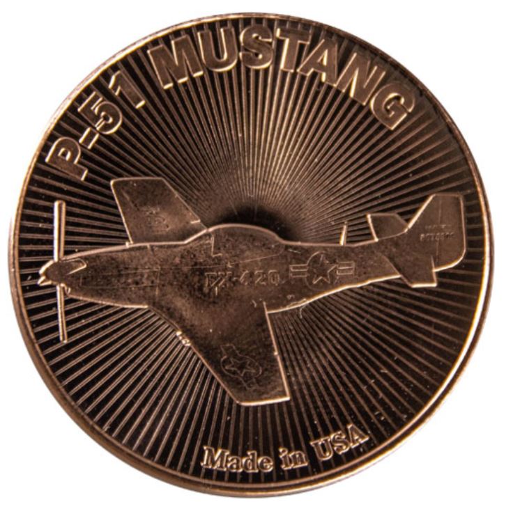 1oz Kupfer #08 USA P-51 Mustang Fighter