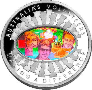 Australien 5 Dollar Freiwillige Helfer 2003 Hologramm Silbermünze