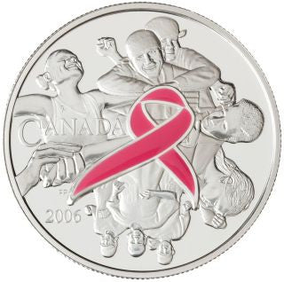 Kanada Rosa Band der Hoffnung 2006 5 Dollar Silber Proof