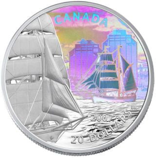 Kanada 20 Dollars 2007 Segelschiff Brigantine Silber PP Hologramm