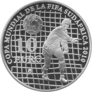 Spanische 10-Euro-Silbermünze 2009 zur Fußball-WM 2010 in PP

