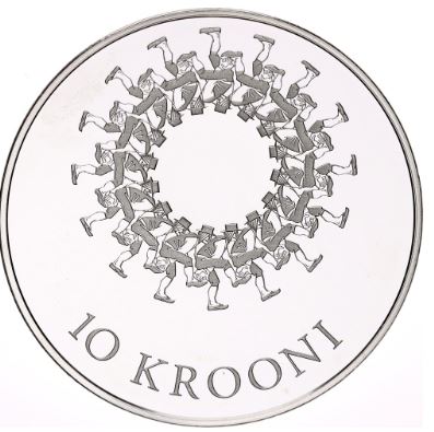 Silbermünze 1 oz 2009 Estland 10 Krooni Tanzfest Tallinn, Polierte Platte

