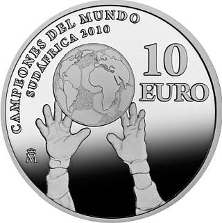 Spanische 10-Euro-Silbermünze 2010 – Fußball-Weltmeister Spanien in PP

