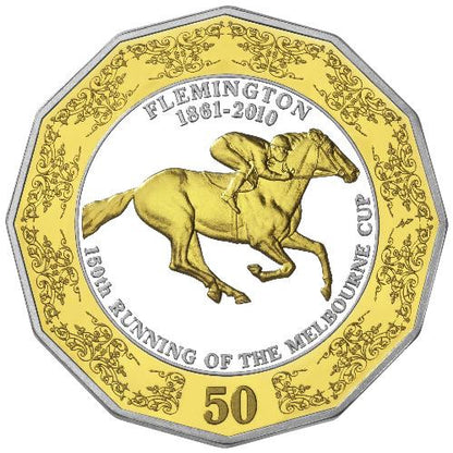Australien Melbourne Cup 2010 2x50 Cent Silber vergoldet Proof