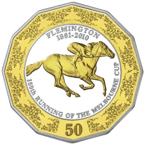 Australien Melbourne Cup 2010 2x50 Cent Silber vergoldet Proof
