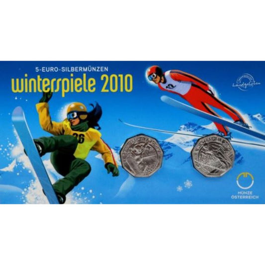2x 5 Euro Silber 2010 Winterspiele hgh
