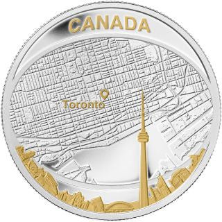 Kanada 25 Dollar 2011 Stadtplan von Toronto Silber vergoldet Proof
