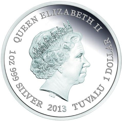 Tuvalu Kragenechse 2013 1 oz Silber farbig Proof