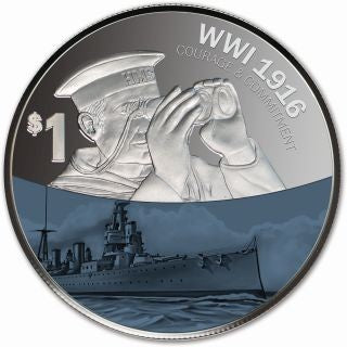 Neuseeland HMS New Zealand 2016 1 oz Silber WW1 Serie PP farbig