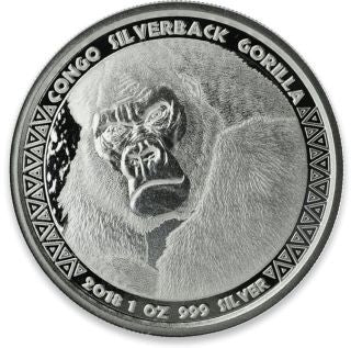 Kongo Gorilla 2018 1 oz Silber 5000 Francs