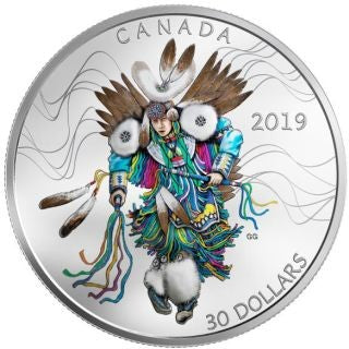Kanada Fancy Dance 2019 30 Dollar 2 oz Silber farbig Proof