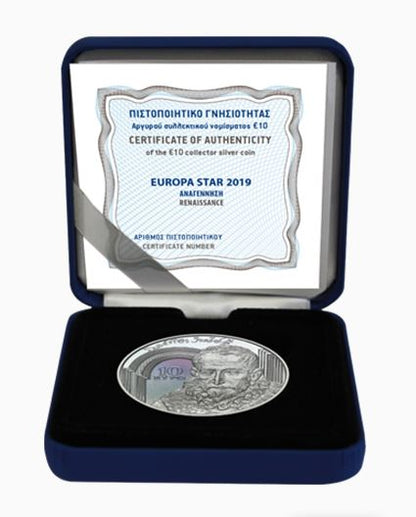 Griechenland - 10€ Renaissance mit Europastern PP 2019 - Edelmetalle Koitz GnbR
