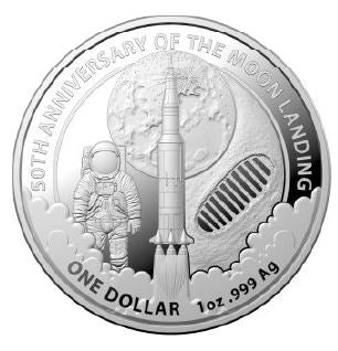 Silbermünze 1 oz 2019 Australien 50 Jahre Mondlandung, Royal Australian Mint, in Kapsel

