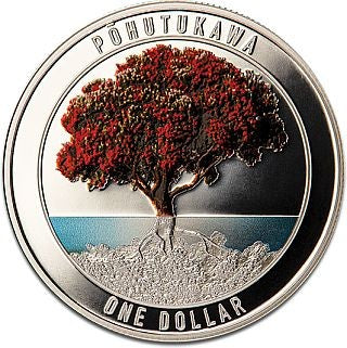 Neuseeland Pohutukawa 2021 1 oz Silber PP farbig
