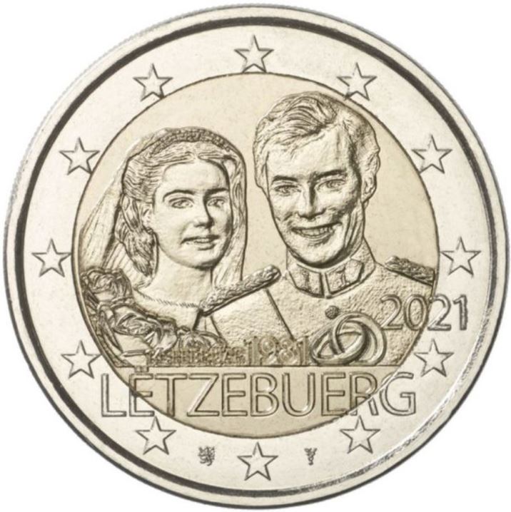 Luxemburg 2€ 2021 - Hochzeitstag Relief