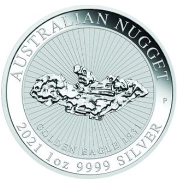 Australien Golden Eagle 2021 1 oz Silber Australian Nugget