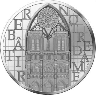 Frankreich 25 Euro 2024 Notre Dame Wiederaufbau Silber farbig Proof
