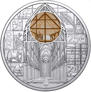Frankreich 25 Euro 2024 Notre Dame Wiederaufbau Silber farbig Proof