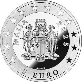Malta Maiolica Apollo Pan 2025 5 Euro Silber PP Porzellan-Inlay