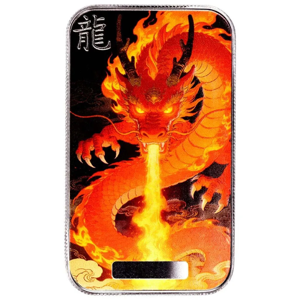Dragon Lièyàn Blazing Fire 2026 1 oz Silberbarren farbig