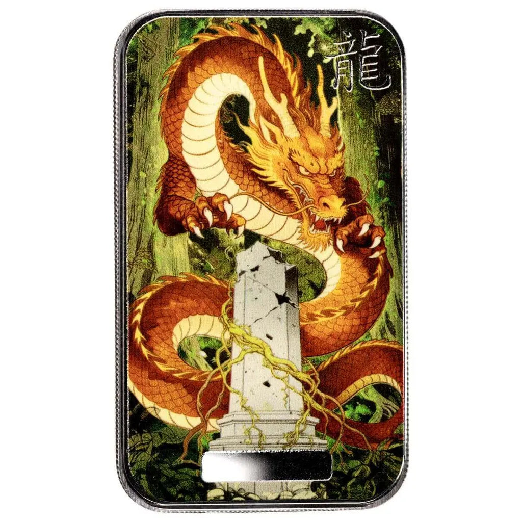Dragon Zhènyuè Mountain Guardian 2026 1 oz Silberbarren farbig
