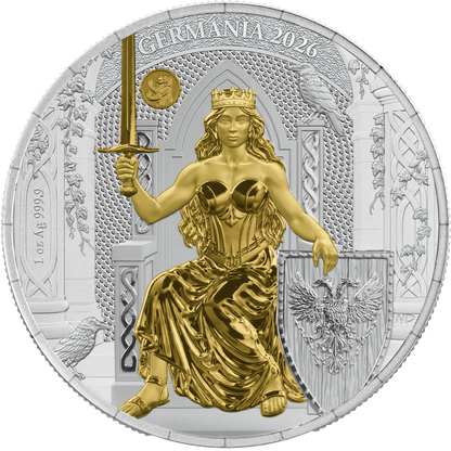 Germania 1 oz Silber 2026 WMF Edition mit Gelbgold und Bären-Privy-Mark
