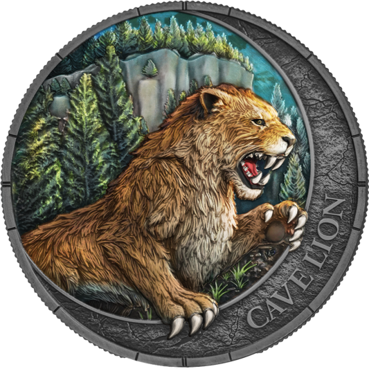 Cave Lion Oblivion 2026 Megafauna Silbermünze 1 oz UV-reaktiv