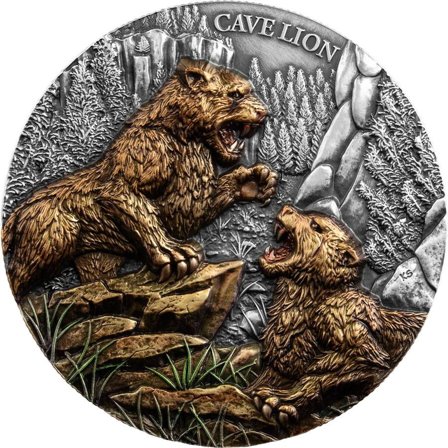 Megafauna Cave Lion 2026 2 oz Ultra High Relief Silbermünze