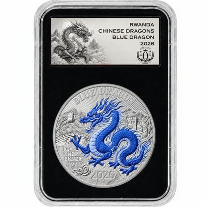 Ruanda Blue Dragon 2026 1 oz Silber PP farbig im Slab