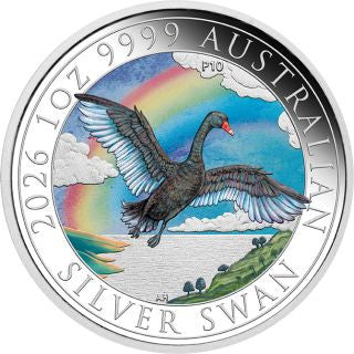 Australien ANDA Perth Schwan 2026 1 oz Silber farbig im Etui