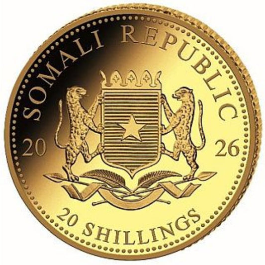 Somalia Elefant 2026 – 0,5 g Gold 20 Sh African Wildlife