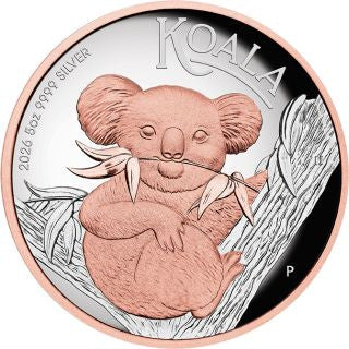 Australien Koala 2026 5 oz Silber High Relief Rotgold PP