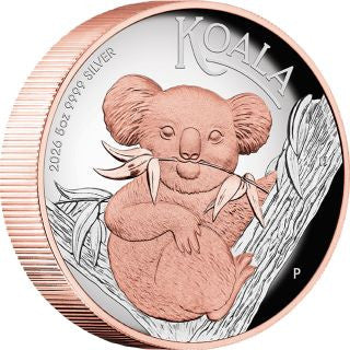 Australien Koala 2026 5 oz Silber High Relief Rotgold PP