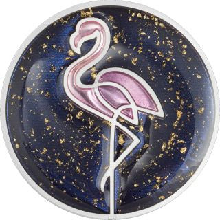 Cook Islands Line Art Flamingo 2026 1 oz Silber emailliert