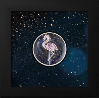 Cook Islands Line Art Flamingo 2026 1 oz Silber emailliert