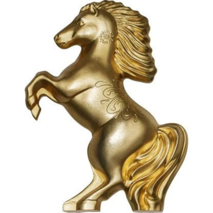 Mongolei Jahr des Pferdes 2026 1 oz Silber vergoldet Figur