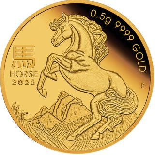 Australien Lunar Serie III Mini Pferd 2026 0,5 g Gold Proof