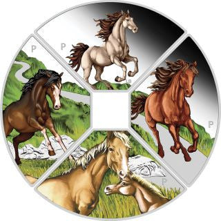 Tuvalu Jahr des Pferdes 2026 Quadrant Set 4x1 oz Silber farbig Proof